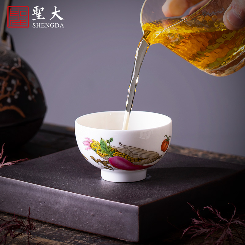 St the ceramic kung fu tea master cup hand - made enamel Mosaic gold and jade sample tea cup manual of jingdezhen tea service