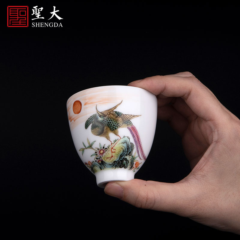 Santa jingdezhen ceramic famille rose "jin yi rich" master cup tea pure manual kung fu tea sample tea cup