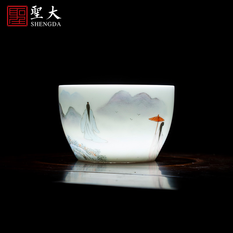 Santa teacups hand - made ceramic kung fu new see colour master cup all hand jingdezhen tea sample tea cup freehand brushwork in traditional Chinese characters