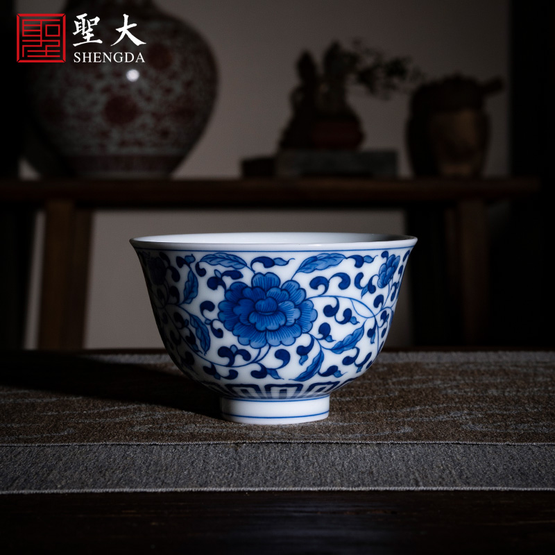 Santa jingdezhen ceramic checking sample tea cup cup green Hualien disc peony masters cup kung fu tea cups