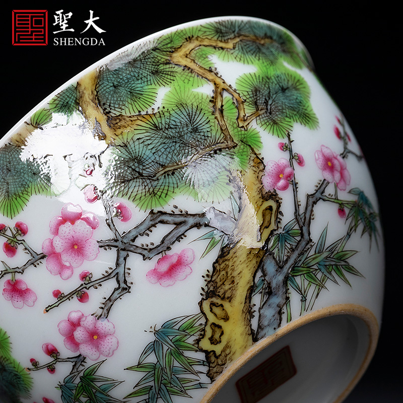 St teacups hand - made ceramic kungfu enamel years poetic poetic cylinder cup cup single cup of jingdezhen tea service master