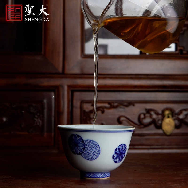 St the ceramic masters cup pure hand - made porcelain ball sample tea cup flower all hand jingdezhen tea kungfu tea cups