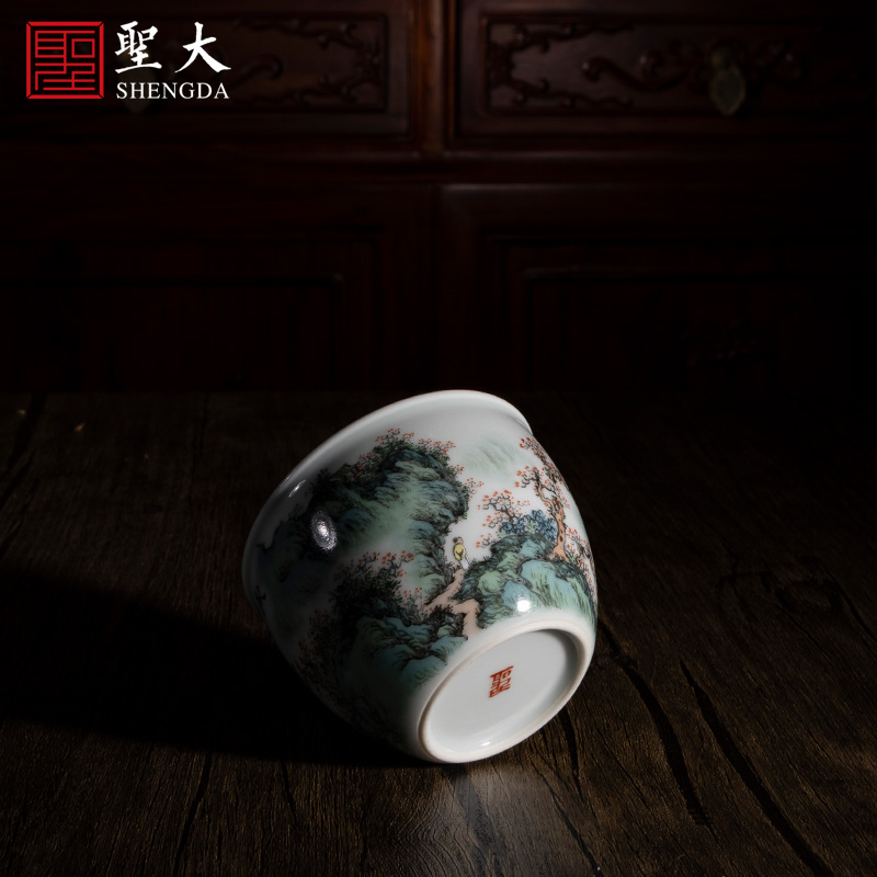 Holy big new ceramic color the autumn morning lie fa cup jingdezhen pure manual hand - made ceramic tea set kung fu tea cups