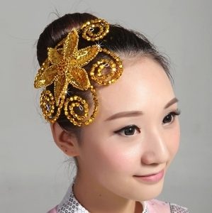 modern Dance headdress fan umbrella performance Costume hair Accessories square dance Yangge Dance Performance headdress