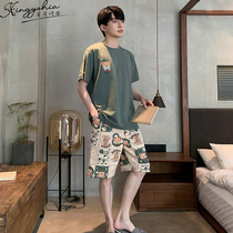 Teen Pajamas Men Summer Thin Cotton Shorts Shorts Cartoon 2022 New Spring Mens Loungewear