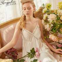Princess style nightgown female pure sexy suspender summer thin knit cotton 2021 new pajamas woman sweet