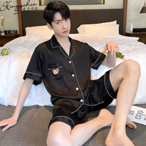 Ice silk pajamas mens summer thin 2022 new teen summer silk spring mens home clothes