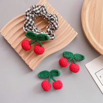 Autumn and winter children hair ornaments wool Cherry hairclip baby hairpin girl ponytail Hairband Plaid leather band Princess headdress