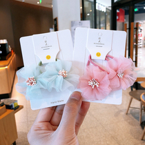 Childrens Day hair ornaments sweet flowers Princess Hairband snow gauze girls pigtail leather band girl hair rope Korean headwear