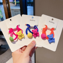 Korean Cartoon Little Bear Hair Ring Baby Button Leather Gluten without injury Hair Girl Hair Girl Hair Rope Girls Head Rope Haircut