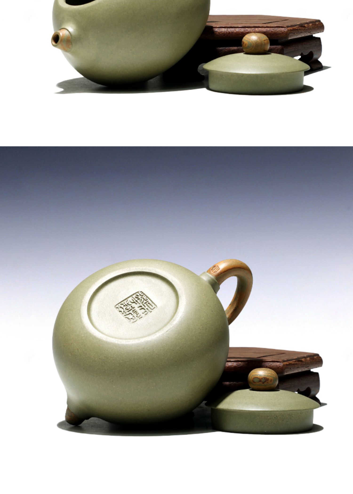 宜兴紫砂壶手工吴荣华茶壶具套装豆青砂西施290cc