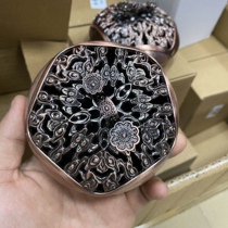 (Copper Ruyi incense stove) Ruyi antique incense case inside with fireproof cotton burnt pan fragrant burning incense powder 2 boxes for sale