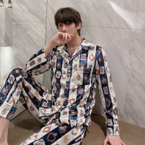 Handsome fried striped gold velvet pajamas mens winter trend fashion personality 2020 New Home suit spring and autumn
