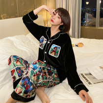 Special feedback golden velvet pajamas female spring and autumn men autumn and winter couples card network red home suit can be worn outside