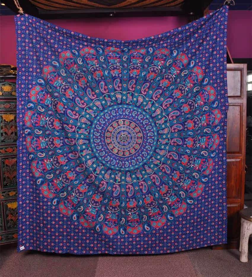 印度民族风挂布曼达拉挂毯印度进口大号床单桌布壁挂 曼达拉挂毯