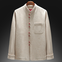 Chinese style retro casual collar Tang suit male young and middle-aged spring and autumn jacket long sleeve Zhongshan suit