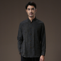 Special price Chinese Chinatown Mens middle-aged Old age Long sleeves Spring autumn shirt Chinese Wind comeback Ancient leisure Zhongshan dress disc buckle blouses