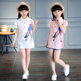 韩版女童夏季短袖衬衫儿童纯棉衬衣宽松休闲