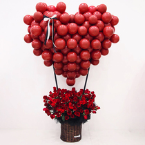 Wedding room double-layer ruby red balloon decoration Wedding wedding scene decoration Romantic new house bedroom dress up supplies