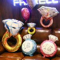 Diamond ring Girlfriend birthday aluminum film balloon decoration Proposal confession Wedding anniversary confession Room decoration