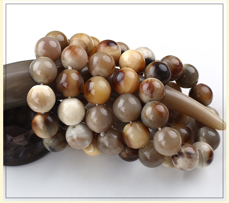 珍品原生耗牛角手串男士佛珠西藏耗牛角手链带血丝文玩盘玩念珠