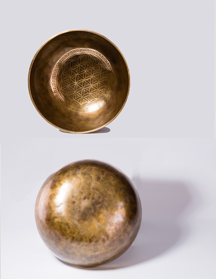 空铜生命之花颂钵尼泊尔手工佛音碗喜马拉雅音疗瑜伽静心钵碗摆件
