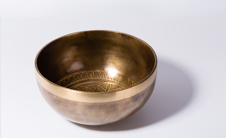 空铜生命之花颂钵尼泊尔手工佛音碗喜马拉雅音疗瑜伽静心钵碗摆件