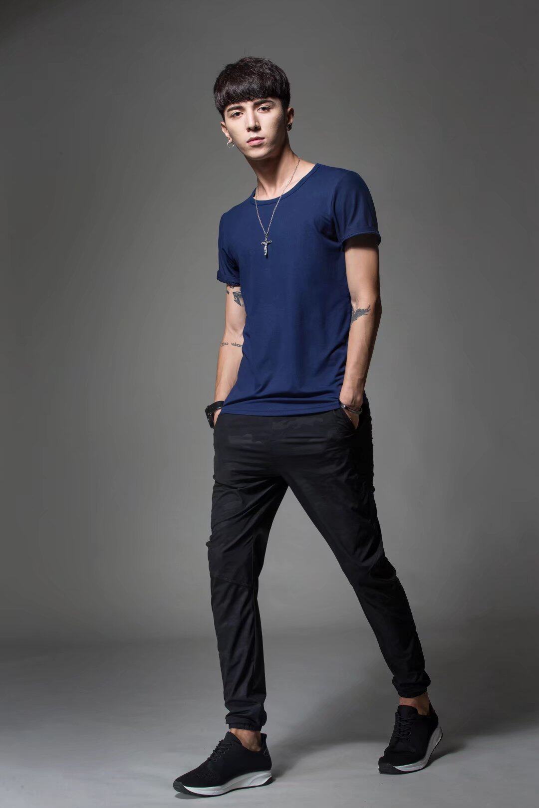 备货40万件库存清仓纯棉圆领短袖t恤男打底衫t09-p5