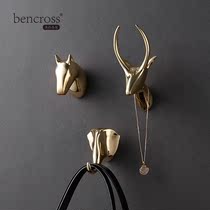 bencross wall decoration adhesive hook head wall retro hook key Wall adhesive hook creative 18K gilded