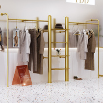 Clothing Store Hanghanger Womens Clothing Store Golden Iron Art Exhibition Shelf Wall Ins Wind Clothing Shop Furnishing Bag Rack