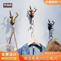 Clothing store hook deer head hook on the wall wrought iron single hook hanging clothes hook retro hook creative hook