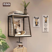 Shelf clothing store display rack multifunctional items decoration rack black clothing rack upper wall wall mounted rack