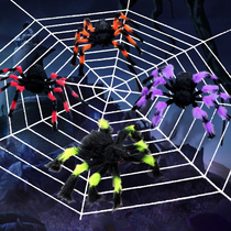 Halloween decorations plush Spider haunted house bar scene arrangement spider web simulation Spider spreader