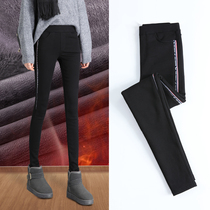 Black plus velvet leggings women wear high waisted autumn and winter 2021 New slim slim slim tight small feet magic pants