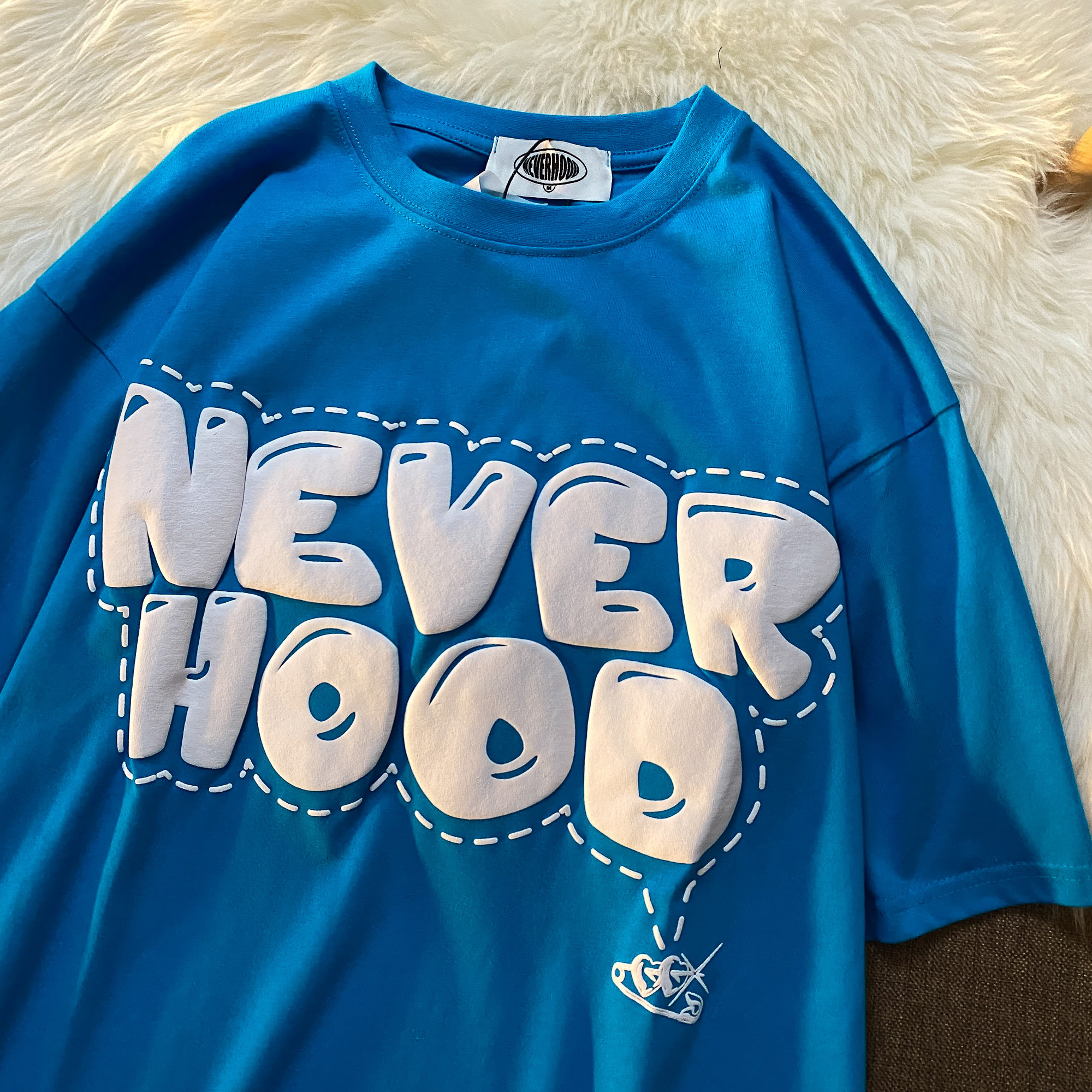 58560#【官图实价】6535拉架棉 短袖t恤女发泡印花上衣 - 17网