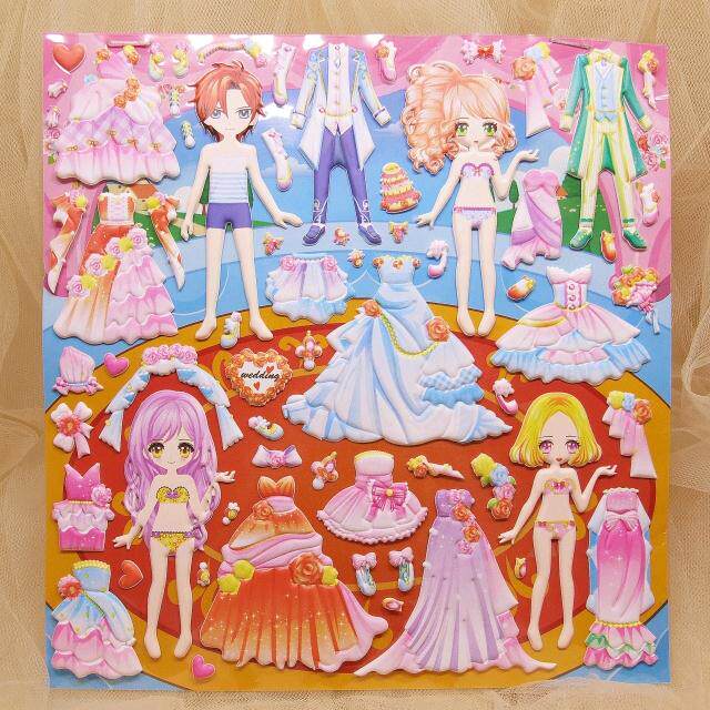 满38包邮亿奇炫彩奇幻秀双层大号儿童公主换装立体泡棉贴纸批
