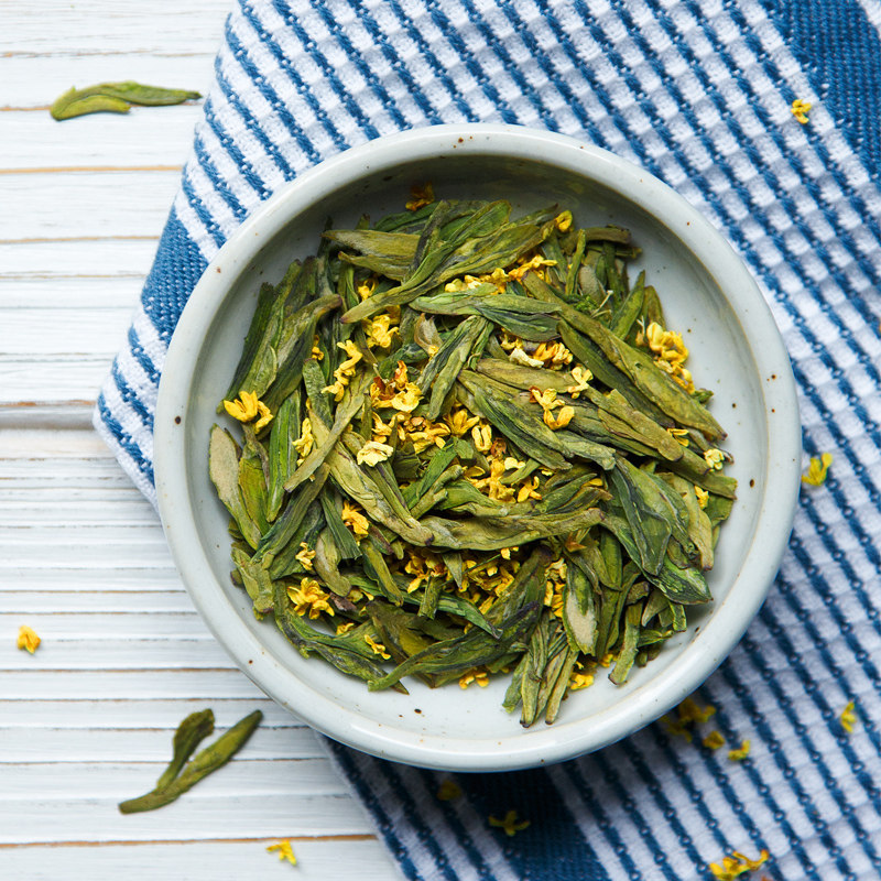 艺福堂茶叶 杭州桂花龙井茶干桂花茶特级贡韵西湖龙井绿茶60g