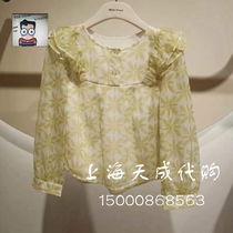 F2CDD1237 mini peace Taiping bird children dress 2023 Spring new girl thin blouse shirt 399