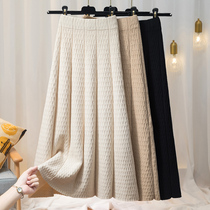 Mid-length knitted skirt womens spring and autumn with sweater high waist a-shaped umbrella skirt winter dress wool big dress