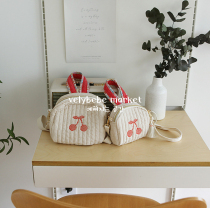 velybebe Korea ins wind retro cherry embroidery quilted circular hand single shoulder diagonal satchel