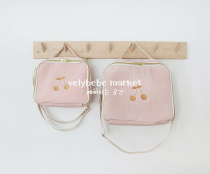 velybebe Korea ins wind cherry embroidery quilted diagonal satchel shoulder handbag travel bag