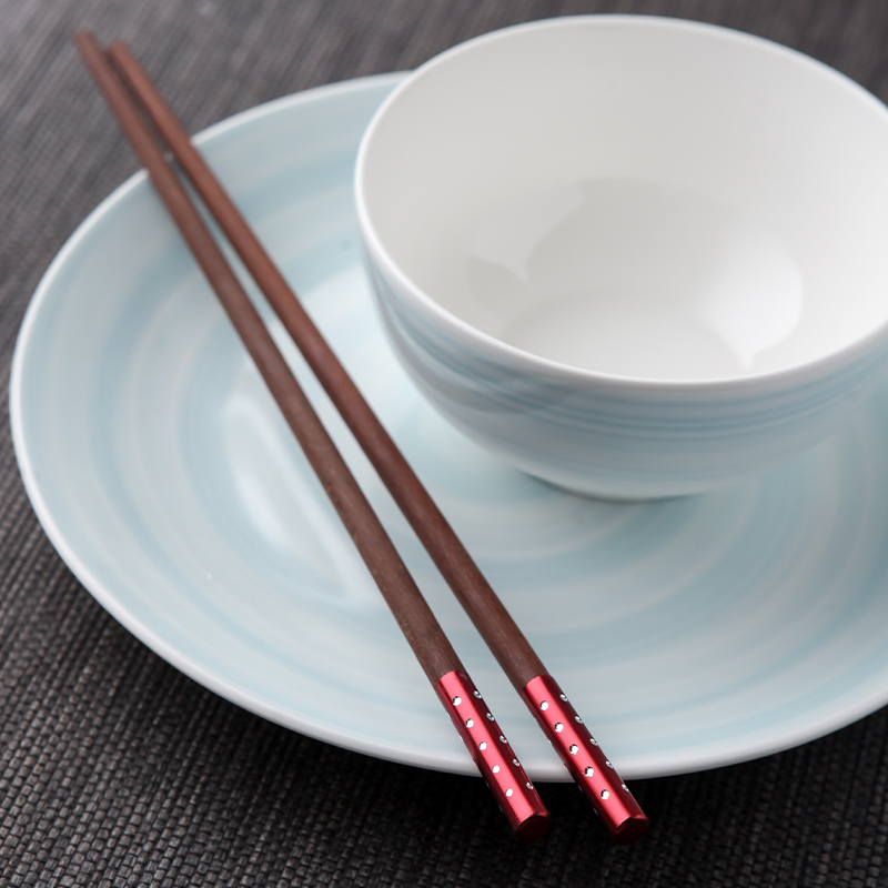 【 10 pairs of pack 】 alloy without lacquer idea for mahogany chopsticks that occupy the home hotel household mahogany chopsticks tableware chopsticks meal