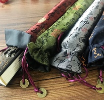 Folding fan fan bag fan brocade linen ancient poetry men and women fan set fan