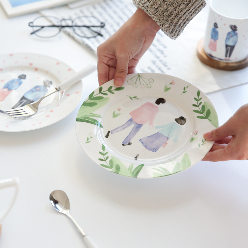 Sichuan in creative picking household food dish plate tableware ceramics western food steak plate breakfast plate glass mugs