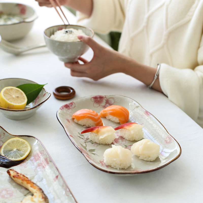 Island house in Japanese cherry blossom put crockery bowl dish a single bowl bowl of soup bowl rainbow such use creative move