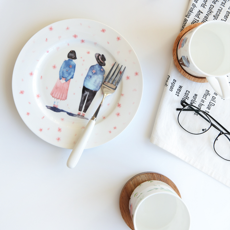 Sichuan in creative picking household food dish plate tableware ceramics western food steak plate breakfast plate glass mugs