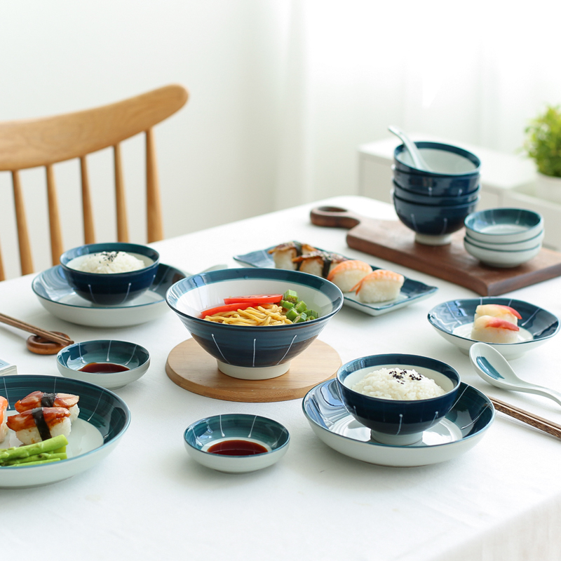 Sichuan island house blue 's Japanese ceramic bowl rainbow such as bowl of soup dishes suit 26 head plate suit PZ - 168