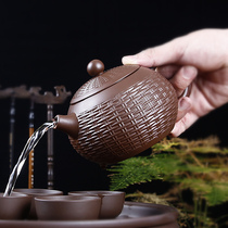 Yixing purple clay teapot handmade Xishi pot filter large bubble teapot ceramic tea set single household teapot set