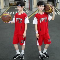 Boys' basketball suit set large children's short sleeve quick-drying clothes two-piece boy sports training clothes baby performance clothes