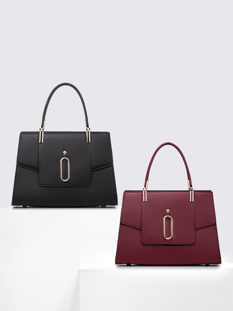 喜路迪 纯色牛皮手提包